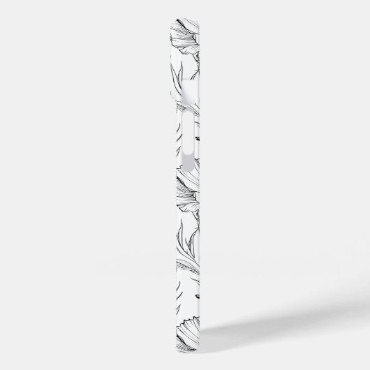 Moderne Schwarz-Weiß-Blumen-Mit Monogramm Case-Mate iPhone Hülle (Rückseite / Links)