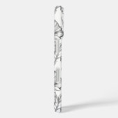 Moderne Schwarz-Weiß-Blumen-Mit Monogramm Case-Mate iPhone Hülle (Rückseite / Rechts)