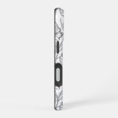 Moderne Schwarz-Weiß-Blumen-Mit Monogramm iPhone 16 Hülle (Rechte Seite)