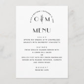 Moderne Schwarz-Weiß-Blumenhochzeit | Minimalistis Menükarte (Vorderseite)