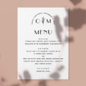 Moderne Schwarz-Weiß-Blumenhochzeit | Minimalistis Menükarte