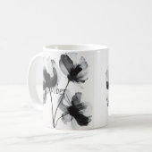 Moderne Schwarz-Weiß-Blumenkunst Kaffeetasse (Vorderseite Links)