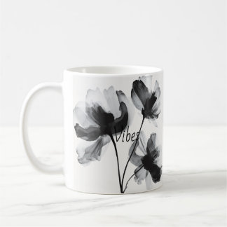 Moderne Schwarz-Weiß-Blumenkunst Kaffeetasse