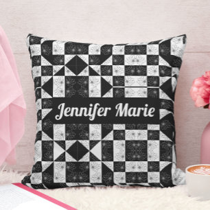 Moderne Schwarz-Weiß-Blumenmuster mit individuelle Kissen