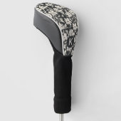 Moderne Schwarz-Weiß-Blumenmuster-Monogramm Golf Headcover (angewinkelt)