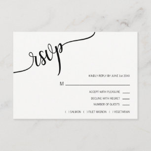 Moderne Schwarz-weiß Blush PINK UAWG Menu Hochzeit RSVP Karte