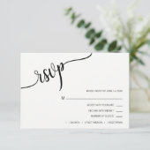 Moderne Schwarz-weiß Blush PINK UAWG Menu Hochzeit RSVP Karte (Stehend Vorderseite)