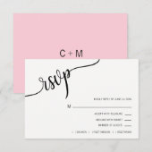 Moderne Schwarz-weiß Blush PINK UAWG Menu Hochzeit RSVP Karte (Vorne/Hinten)