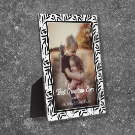 Moderne Schwarz-Weiß-Blüten Bestes Grandma je Fotoplatte