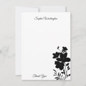 Moderne Schwarz-Weiß-Blüten Dankeskarte (Vorderseite)