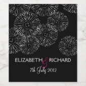 Moderne Schwarz-Weiß-Boho-Chic-Daisy-Hochzeit Weinetikett (Einzelnes Label)