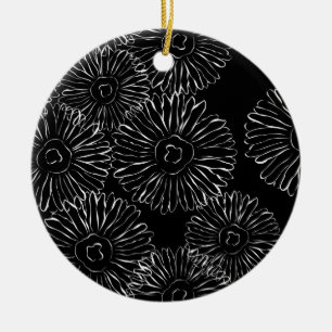 Moderne Schwarz-Weiß-Boho-Chic-Gänseblümchen-Muste Keramikornament