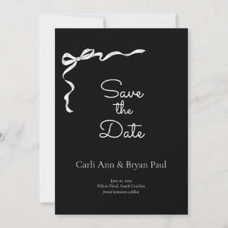 Moderne Schwarz-Weiß-Bow Save the Date Einladung