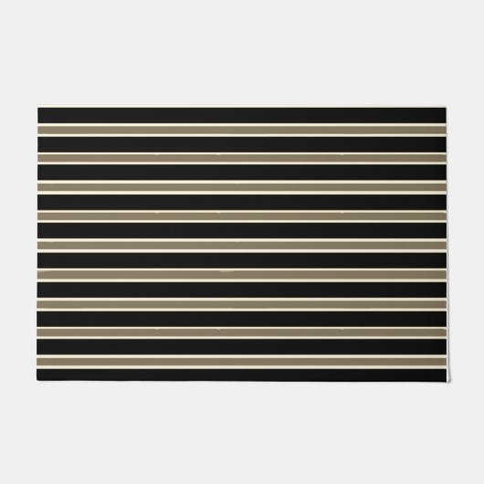 Moderne Schwarz-weiß-braun gestreift Cool Fußmatte (Vorderseite)