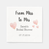 Moderne Schwarz-Weiß-Brautparty Rosa Herzen Serviette (Vorderseite)