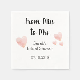 Moderne Schwarz-Weiß-Brautparty Rosa Herzen Serviette