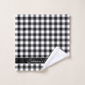 Moderne Schwarz-Weiß-Buffalo-Karos-Musterfamilie Badhandtuch Set (Waschlappen)