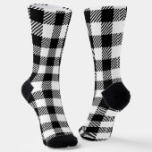 Moderne Schwarz-Weiß-Büffel-Karo Gingham Socken (Gewinkelt)
