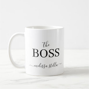 Moderne Schwarz-Weiß-Chef-Name Geschenk für Frau Kaffeetasse