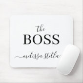 Moderne Schwarz-Weiß-Chef-Name | Weibliches Gesche Mousepad (Mit Mouse)