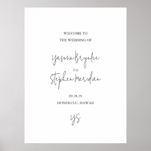 Moderne Schwarz-Weiß Chic-Hochzeit Poster (Vorne)