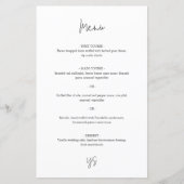 Moderne Schwarz-Weiß Chic Hochzeitsmenü (Vorderseite)