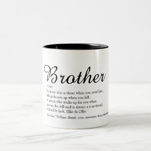 Moderne Schwarz-Weiß-Cool-Bruder-Definition Zweifarbige Tasse