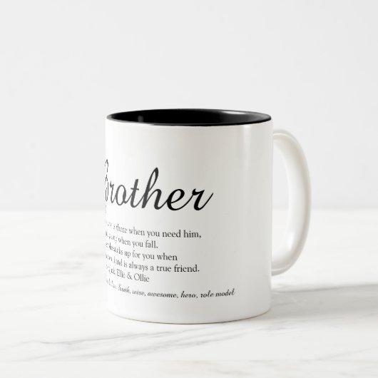 Moderne Schwarz-Weiß-Coole Brüder - Definition Zweifarbige Tasse (VorderseiteRechts)
