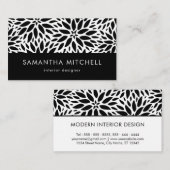 Moderne Schwarz-Weiß-Dahlias-Visitenkarte Visitenkarte (Vorne/Hinten)