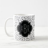 Moderne Schwarz-Weiß-Dalmatiner Mit Monogramm Kaffeetasse (Links)