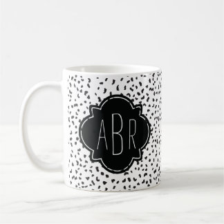 Moderne Schwarz-Weiß-Dalmatiner Mit Monogramm Kaffeetasse