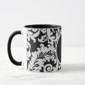 Moderne Schwarz-Weiß-Damaskus-Hochzeit Tasse (Links)