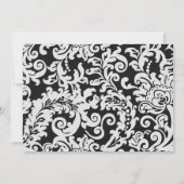 Moderne Schwarz-Weiß-Damaskus-Hochzeitsfeier Einladung (Rückseite)