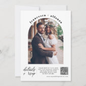 Moderne Schwarz-weiß Details UAWG QR Foto Hochzeit Einladung (Rückseite)