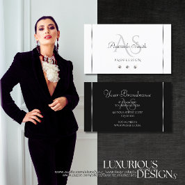 Moderne Schwarz-Weiß-Diamanten-Initialen Visitenkarte