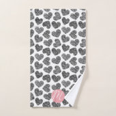 Moderne Schwarz-Weiß-Doodle-Herzen Mit Monogramm Badhandtuch Set (Handtuch)