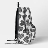 Moderne Schwarz-Weiß-Doodle-Herzen Mit Monogramm Bedruckter Rucksack (Links)