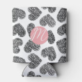 Moderne Schwarz-Weiß-Doodle-Herzen Mit Monogramm Dosenkühler (Rückseite)