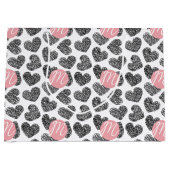 Moderne Schwarz-Weiß-Doodle-Herzen Mit Monogramm Große Geschenktüte (Vorderseite)
