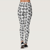 Moderne Schwarz-Weiß-Doodle-Herzen Mit Monogramm Leggings (Rückseite)