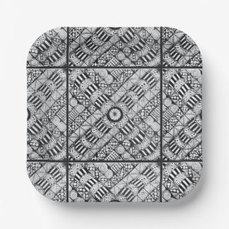 Moderne Schwarz-Weiß-Doodle Pappteller