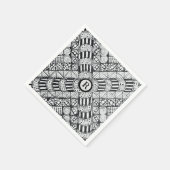 Moderne Schwarz-Weiß-Doodle-Windrad und Monogramm Serviette (Ecke)