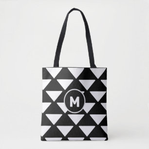 Moderne Schwarz-Weiß-Dreieck-Muster Tasche