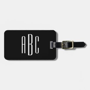 Moderne Schwarz-Weiß-Dreistabmonogramm Gepäckanhänger