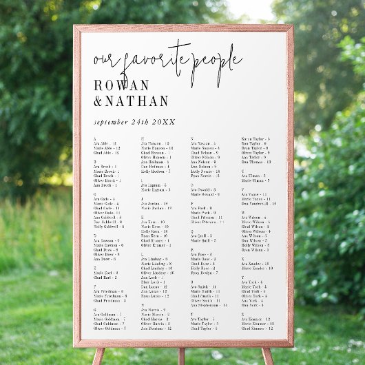 Moderne, Schwarz-weiß druckbare Sitzkarte Poster