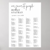 Moderne, Schwarz-weiß druckbare Sitzkarte Poster (Vorne)