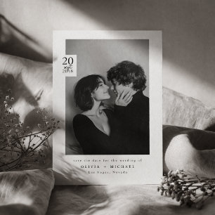 Moderne Schwarz-Weiß-Editorial-Foto Save-the-Date Save The Date