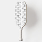 Moderne Schwarz-Weiß-Einfach-Monogramm-Muster Pickleball Schläger (Links)