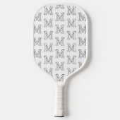 Moderne Schwarz-Weiß-Einfach-Monogramm-Muster Pickleball Schläger (Rückseite)
