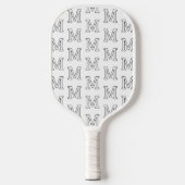 Moderne Schwarz-Weiß-Einfach-Monogramm-Muster Pickleball Schläger (Vorderseite)